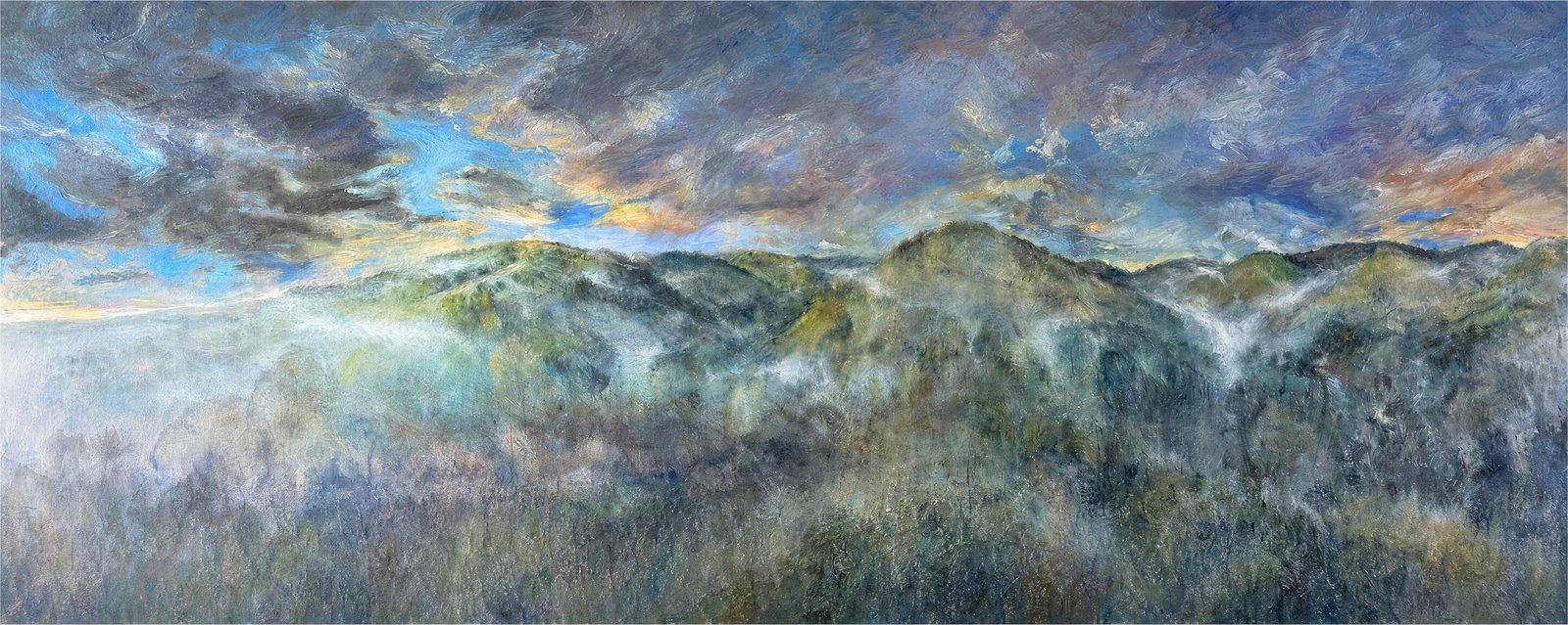 Commissioned landscape painting of the view across the Skye Sanctuary land at Coach Road, Skye